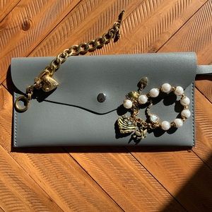 Grey Vegan Leather Wrist Purse